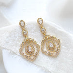 gold simulated diamond necklace and earrings - CLARISSA