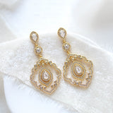 gold simulated diamond necklace and earrings - CLARISSA