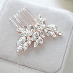 Rose gold bridal hair accessory with white opal crystal - BRIDGETTE