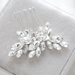 silver bridal hair accessory with white opal crystal - BRIDGETTE