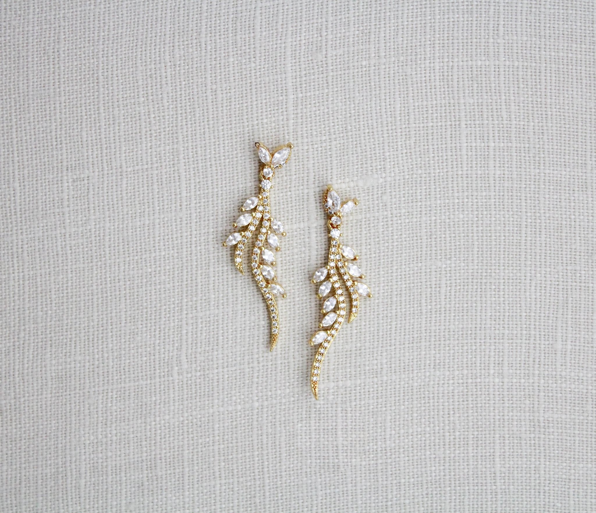 Delicate Rose gold cubic zirconia wedding jewelry set - LEAH - Treasures by Agnes