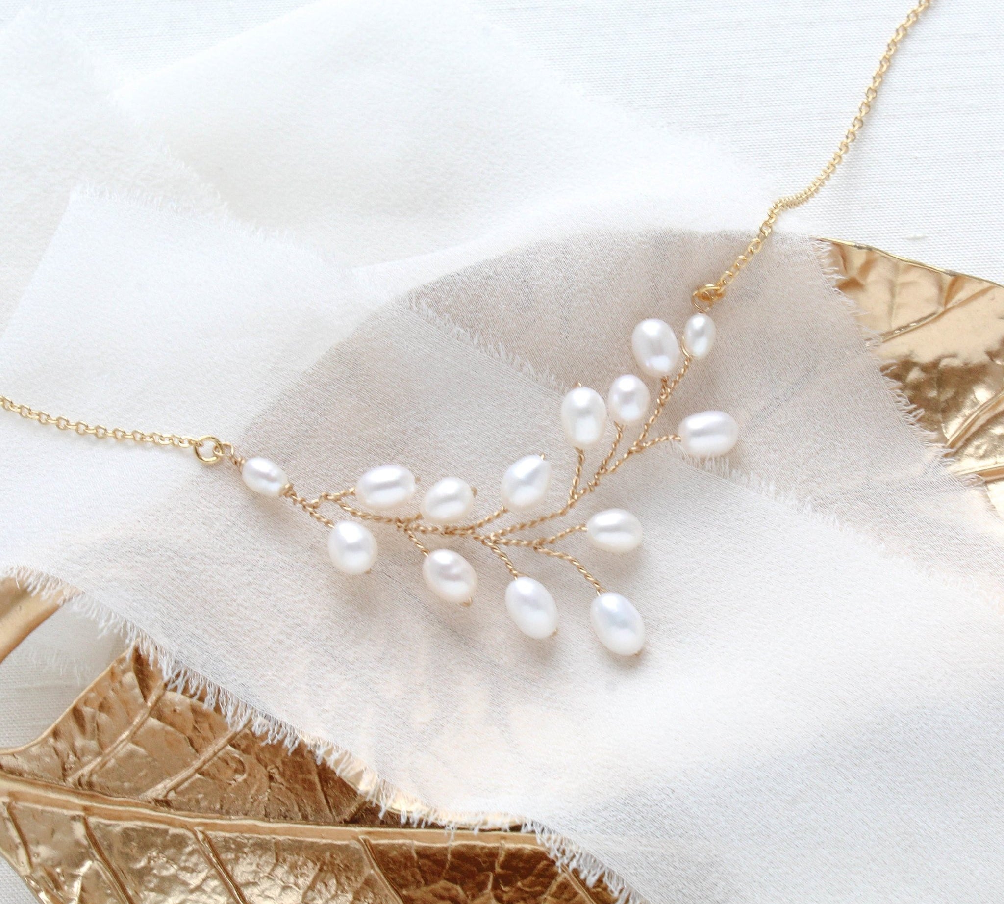 Gold filled pearl necklace for Bride - KACIE - Treasures by Agnes