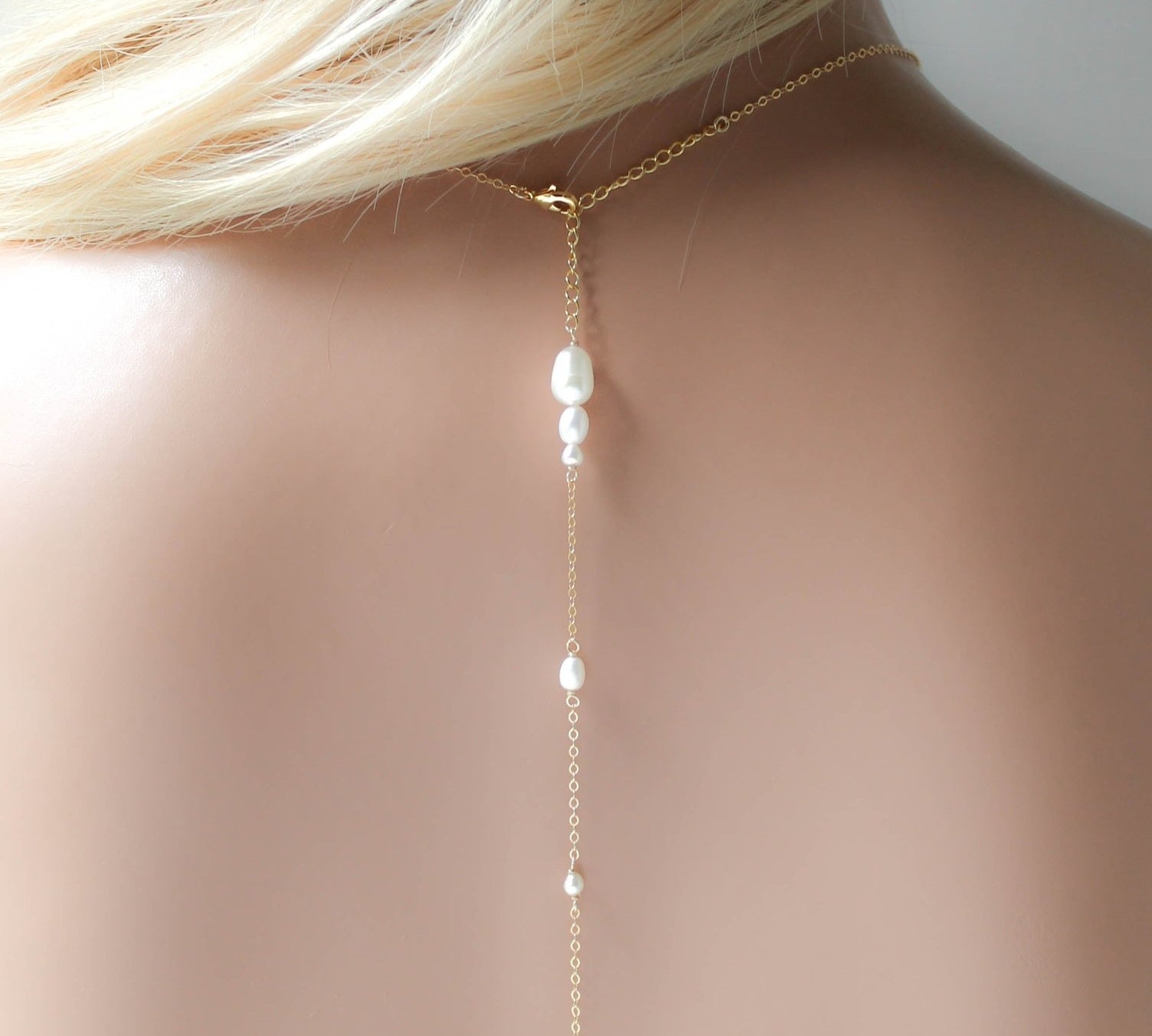 Pearl backdrop necklace for wedding - AMIRA - Treasures by Agnes