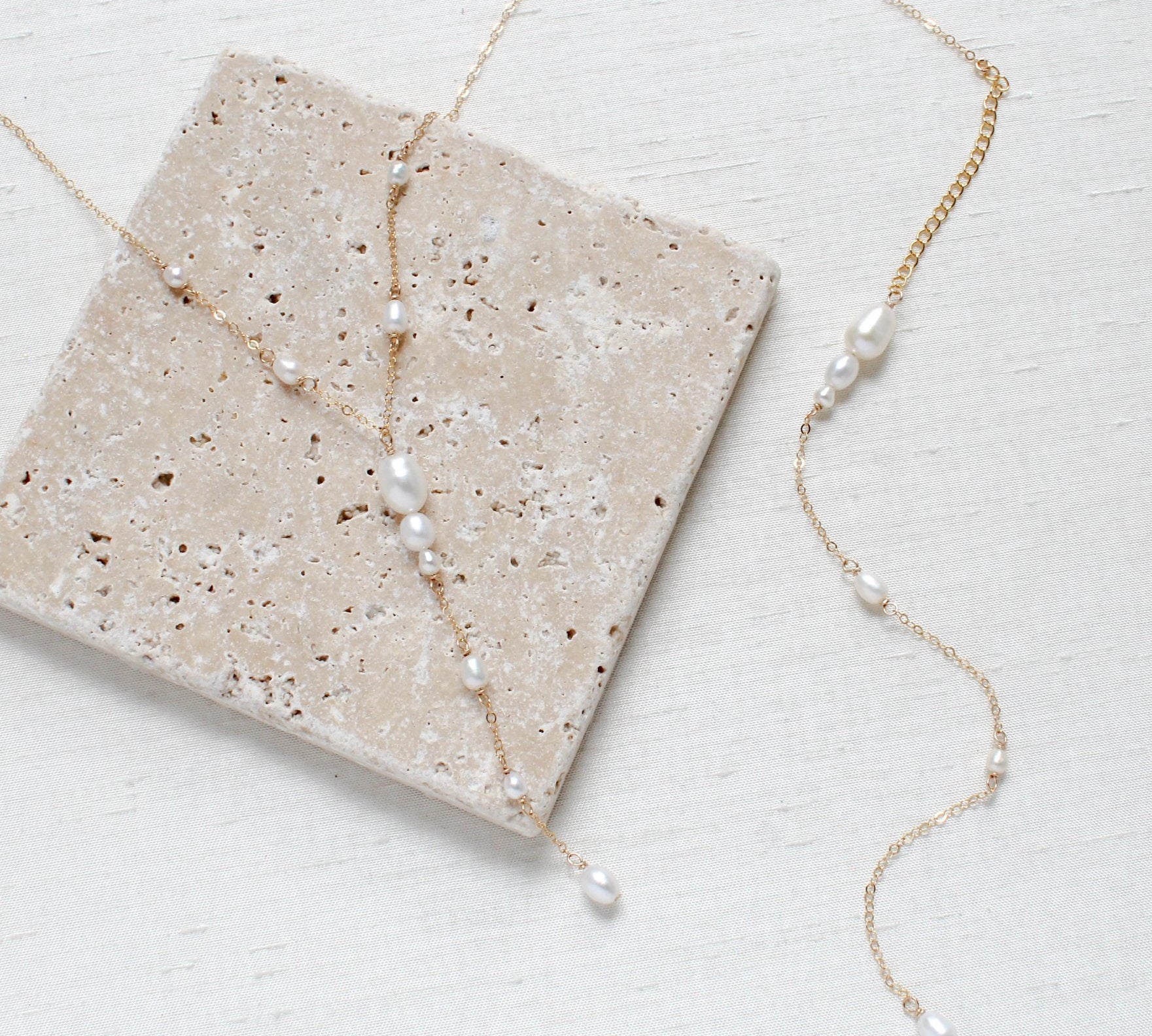 Pearl backdrop necklace for wedding - AMIRA - Treasures by Agnes