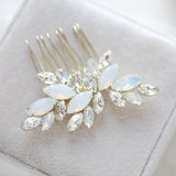 Rose gold bridal hair accessory with white opal crystal - BRIDGETTE - Treasures by Agnes