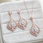 Rose gold necklace and earrings for Bride - CAMILLA - Treasures by Agnes