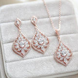 Rose gold necklace and earrings for Bride - CAMILLA - Treasures by Agnes