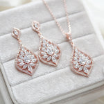 Rose gold necklace and earrings for Bride - CAMILLA - Treasures by Agnes