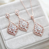 Rose gold necklace and earrings for Bride - CAMILLA - Treasures by Agnes