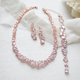 Rose gold Statement backdrop necklace and earrings - ALEXA - Treasures by Agnes