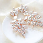 Rose gold wedding statement earrings for bride - ALICIA - Treasures by Agnes
