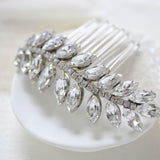 Crystal leaf bridal hair comb - ELSIE - Treasures by Agnes