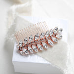 Crystal leaf bridal hair comb - ELSIE - Treasures by Agnes