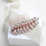 Crystal leaf bridal hair comb - ELSIE - Treasures by Agnes