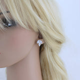 Small or Large Rose gold CZ stud Bridal earrings - LAUREN - Treasures by Agnes
