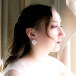 Rose Gold crystal stud earrings and necklace set with vintage rose Swarovski crystal center stone - Treasures by Agnes