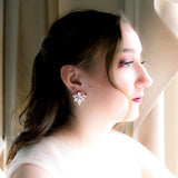 Rose Gold crystal stud earrings and necklace set with vintage rose Swarovski crystal center stone - Treasures by Agnes