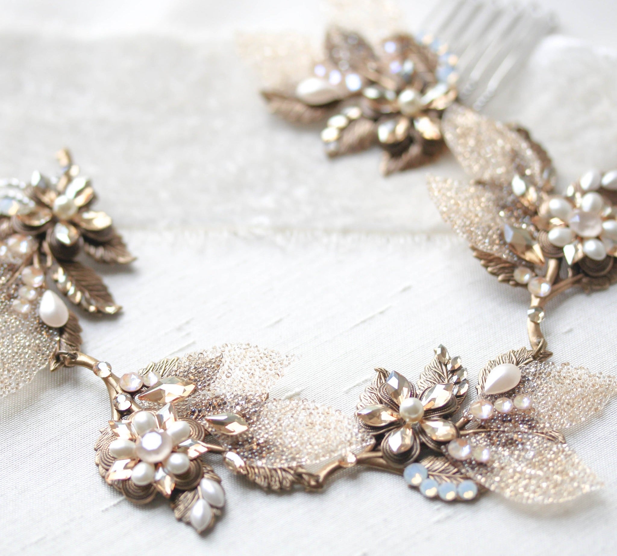 Antique gold Bohemian style Bridal hair vine - ELENA - Treasures by Agnes