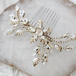 Antique gold Crystal Bridal hair comb accessory - AUDREY - Treasures by Agnes