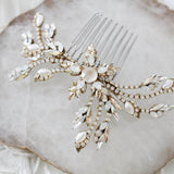 Antique gold Crystal Bridal hair comb accessory - AUDREY - Treasures by Agnes