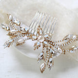 Antique gold Crystal Bridal hair comb accessory - AUDREY - Treasures by Agnes