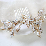 Antique gold Crystal Bridal hair comb accessory - AUDREY - Treasures by Agnes
