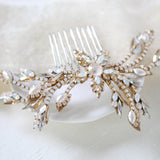 Antique gold Crystal Bridal hair comb accessory - AUDREY - Treasures by Agnes