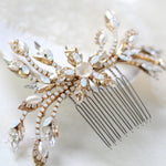 Antique gold Crystal Bridal hair comb accessory - AUDREY - Treasures by Agnes