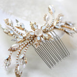 Antique gold Crystal Bridal hair comb accessory - AUDREY - Treasures by Agnes