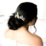 Antique gold Crystal Bridal hair comb accessory - AUDREY - Treasures by Agnes