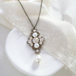 Antique gold crystal pendant necklace for Bride or Bridesmaid - ASHLYN - Treasures by Agnes