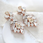 Antique gold crystal statement bridal earrings in vintage inspired style - Kendall - Treasures by Agnes
