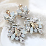 Antique gold crystal statement bridal earrings in vintage inspired style - Kendall - Treasures by Agnes