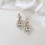 Antique gold crystal statement bridal earrings in vintage inspired style - Kendall - Treasures by Agnes