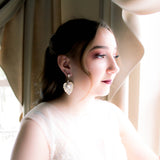 Antique Gold Floral Bridal earrings with Austrian crystals - AMBER