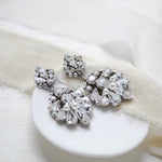 Antique silver bridal chandelier earrings with Austrian crystals - BELLA - Treasures by Agnes