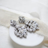 Antique silver bridal chandelier earrings with Austrian crystals - BELLA - Treasures by Agnes