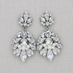 Antique silver bridal chandelier earrings with Austrian crystals - BELLA - Treasures by Agnes