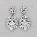 Antique silver bridal chandelier earrings with Austrian crystals - BELLA - Treasures by Agnes