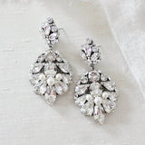 Antique silver bridal chandelier earrings with Austrian crystals - BELLA - Treasures by Agnes