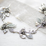 Antique silver Bridal hair vine with crystal leaves - ELENA - Treasures by Agnes