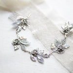 Antique silver Bridal hair vine with crystal leaves - ELENA - Treasures by Agnes
