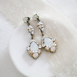 Antique silver vintage style crystal Bridal earrings - SKYLAR - Treasures by Agnes