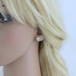 Small or Large Rose gold CZ stud Bridal earrings - LAUREN - Treasures by Agnes