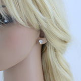 Small or Large Rose gold CZ stud Bridal earrings - LAUREN - Treasures by Agnes