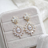 Chandelier style crystal drop CZ statement earring - DAISY - Treasures by Agnes