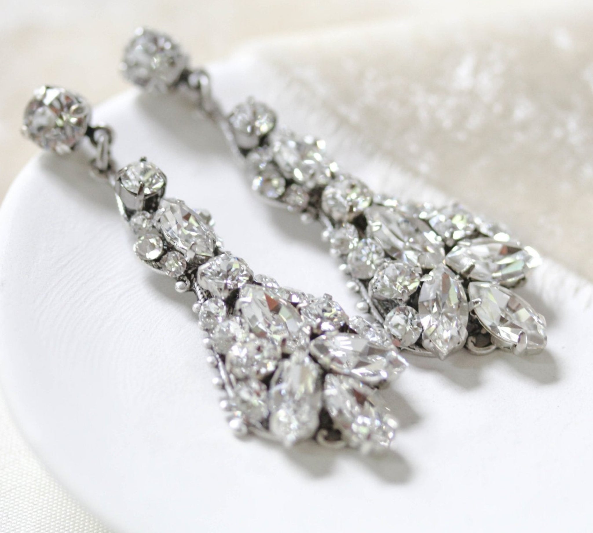 Crystal Bridal Chandelier earrings - ARIA - Treasures by Agnes