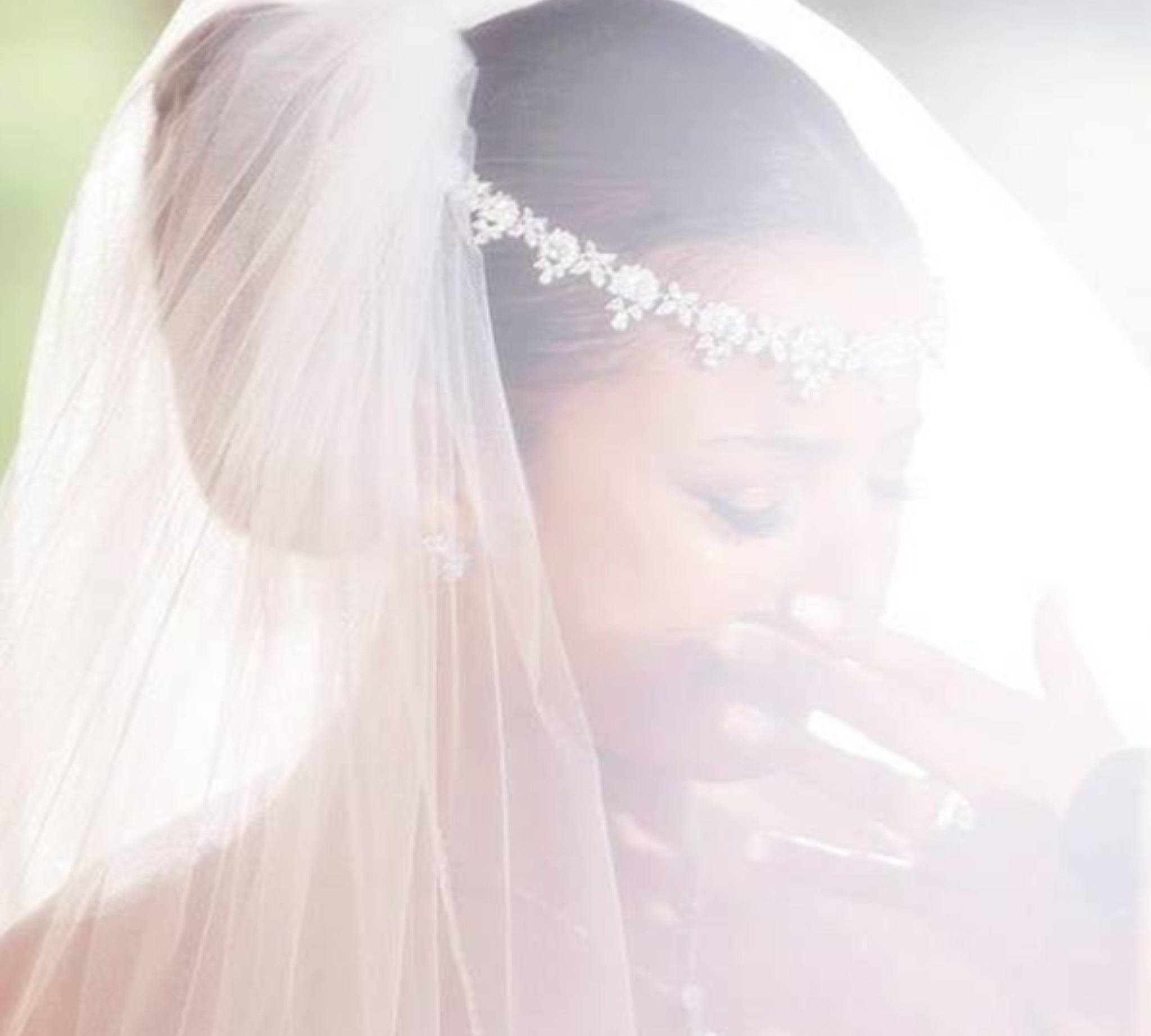Crystal bridal forehead band headpiece - HARPER - Treasures by Agnes