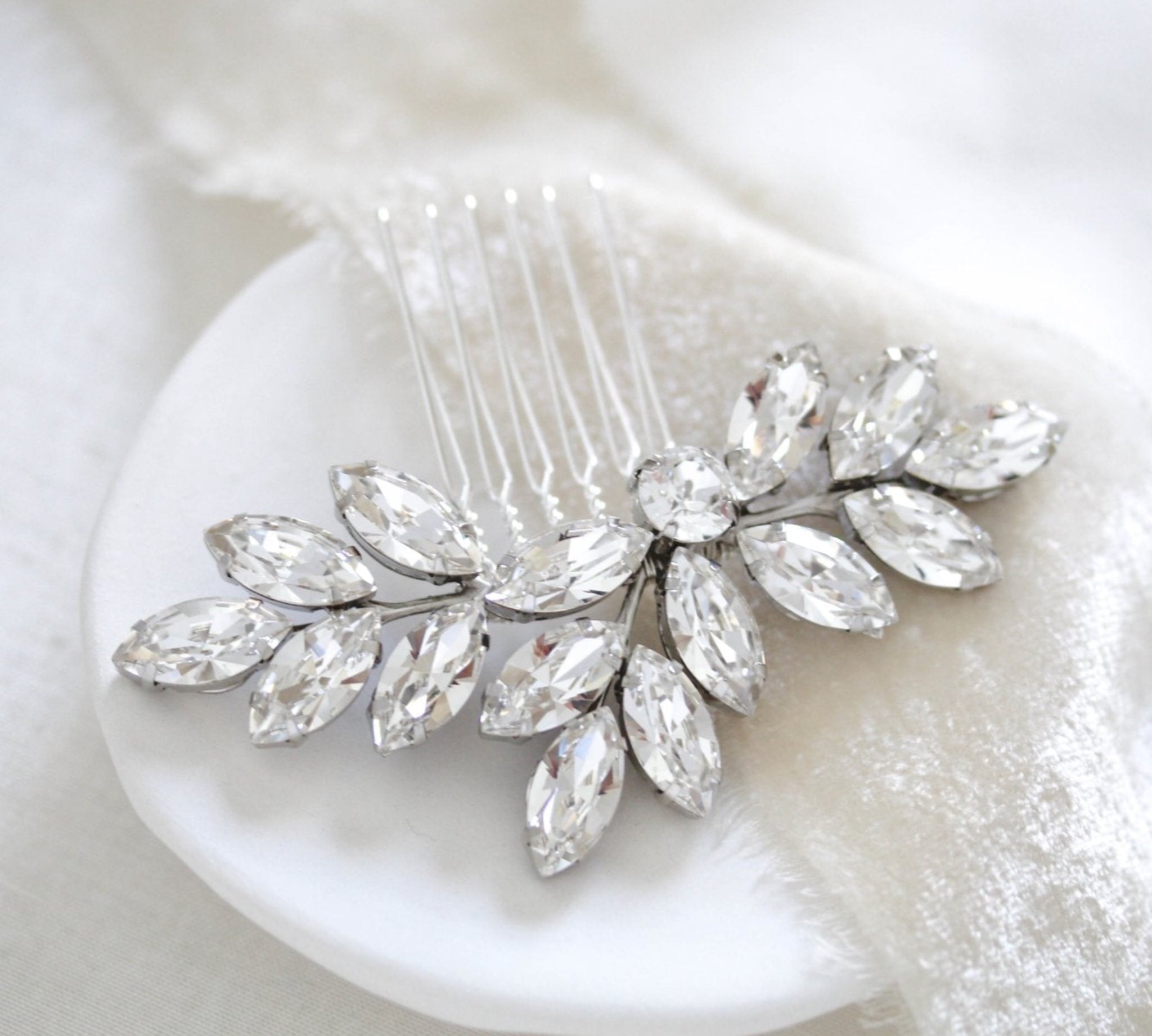 Crystal bridal hair comb leaf headpiece - JULIETTE - Treasures by Agnes