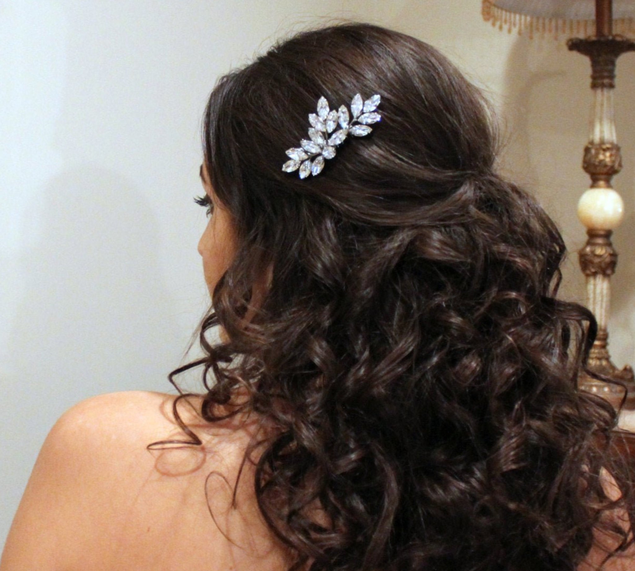 Crystal bridal hair comb leaf headpiece - JULIETTE - Treasures by Agnes